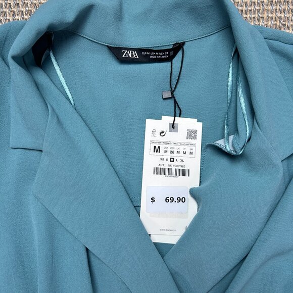 Zara Long Belted Jumpsuit with Belt Women's Light Green - Picture 3 of 14